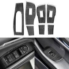 7Pcs Real Carbon Fiber Window Lift Switch Panel Cover For Mazda 3 Axela 2020-24