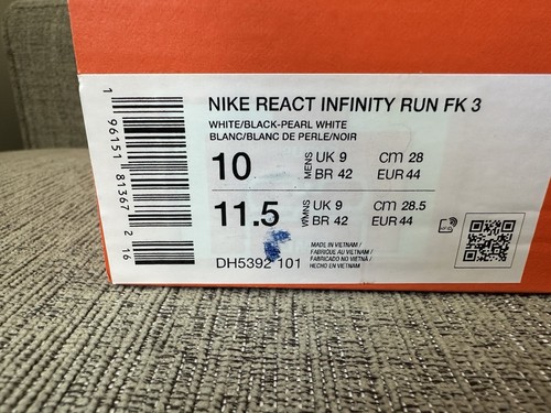 NIKE REACT INFINITY RUN FK 3 DH5392-101 Men Running New - Picture 8 of 8