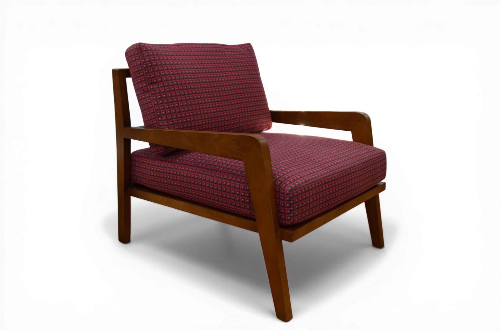 Armchair EgoItaliano Oslo Wooden Frame Accent Chair Red Green Geometric Fabric