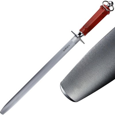 Sharpening Steel Knife Sharpener Rod Flat 12 Inches Honing Steel for Knives Red