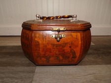 Vintage Anton Pieck Decoupage Wooden Box Purse Detailed Illustration Octagonal