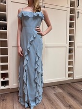 Bridesmaid Dress Formal Gown with Leg Slit Dusty Blue by Barbie Azazie Size 6