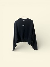 Nike Crewneck Cropped Sweatshirt Black Mesh Details Women's Size Small