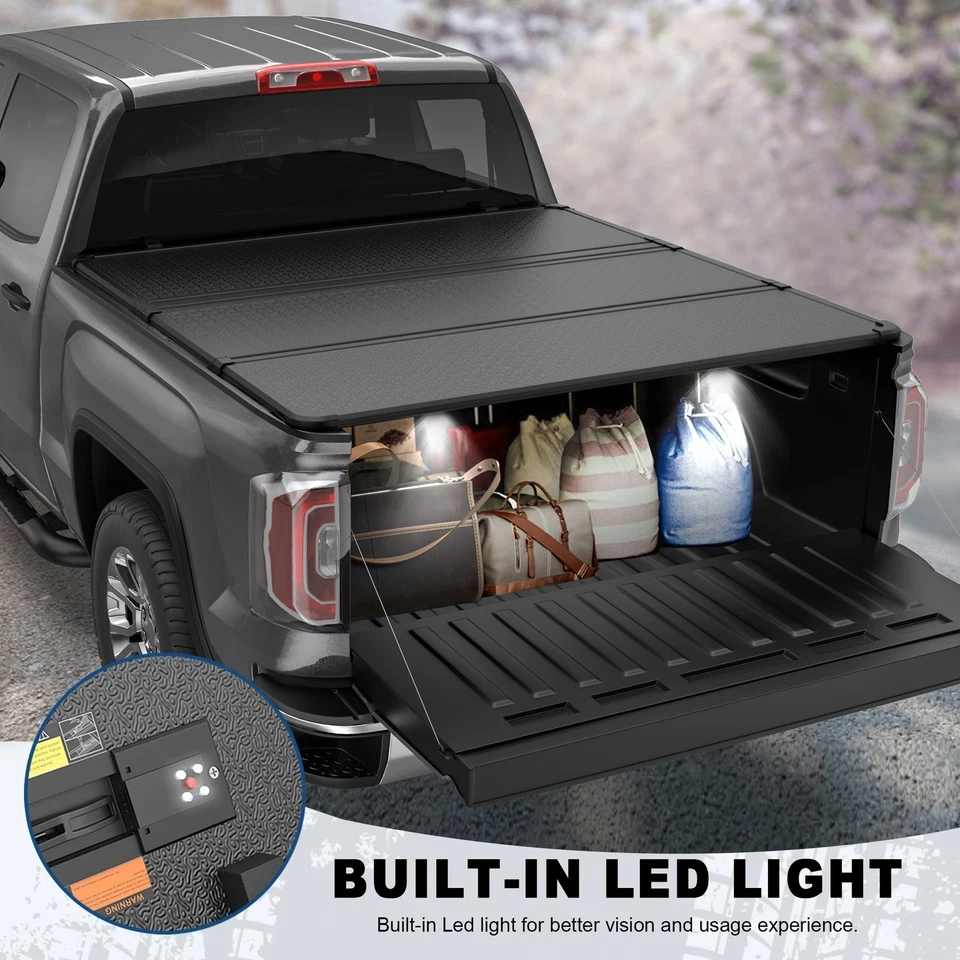 5FT 3-Fold Hard Truck Bed Tonneau Cover For 2020-2025 Jeep Gladiator Waterproof Foto 3 de 4