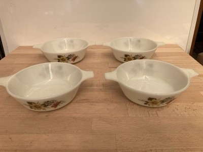 Vintage JAJ Pyrex Autumn Glory X4 Runde Auflaufformen 6 Zoll