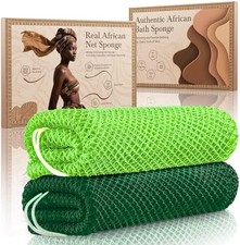 African Net Sponge Authentic 2 Pieces Gentle Exfoliating Body Scrubber Bath Spon