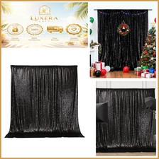 Black Sequin Backdrop 6x6Ft Sparkly Photo Curtain Rod Pocket Event Wall