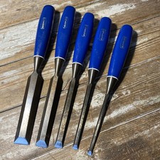 Set of 5 Vintage Marples Bevel Edge Blue Chip Chisels - Woodwork/Carpentry/DIY