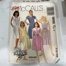 Easy McCall’s 3692 Dress Size 8 1988 CUT Sewing Pattern