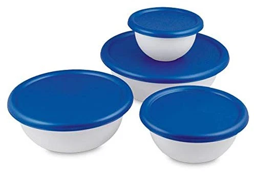Sterilite 8 Piece Covered Set Bowl, Multisize, White & Blue - Image 4 of 4