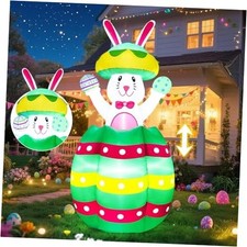 Easter Inflatables Outdoor Decorations 6FT Bunny Blow Up Pop Up and Down Out