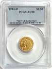 1914 D GOLD INDIAN HEAD $2.50 QUARTER EAGLE COIN PCGS ABOUT UNC 58