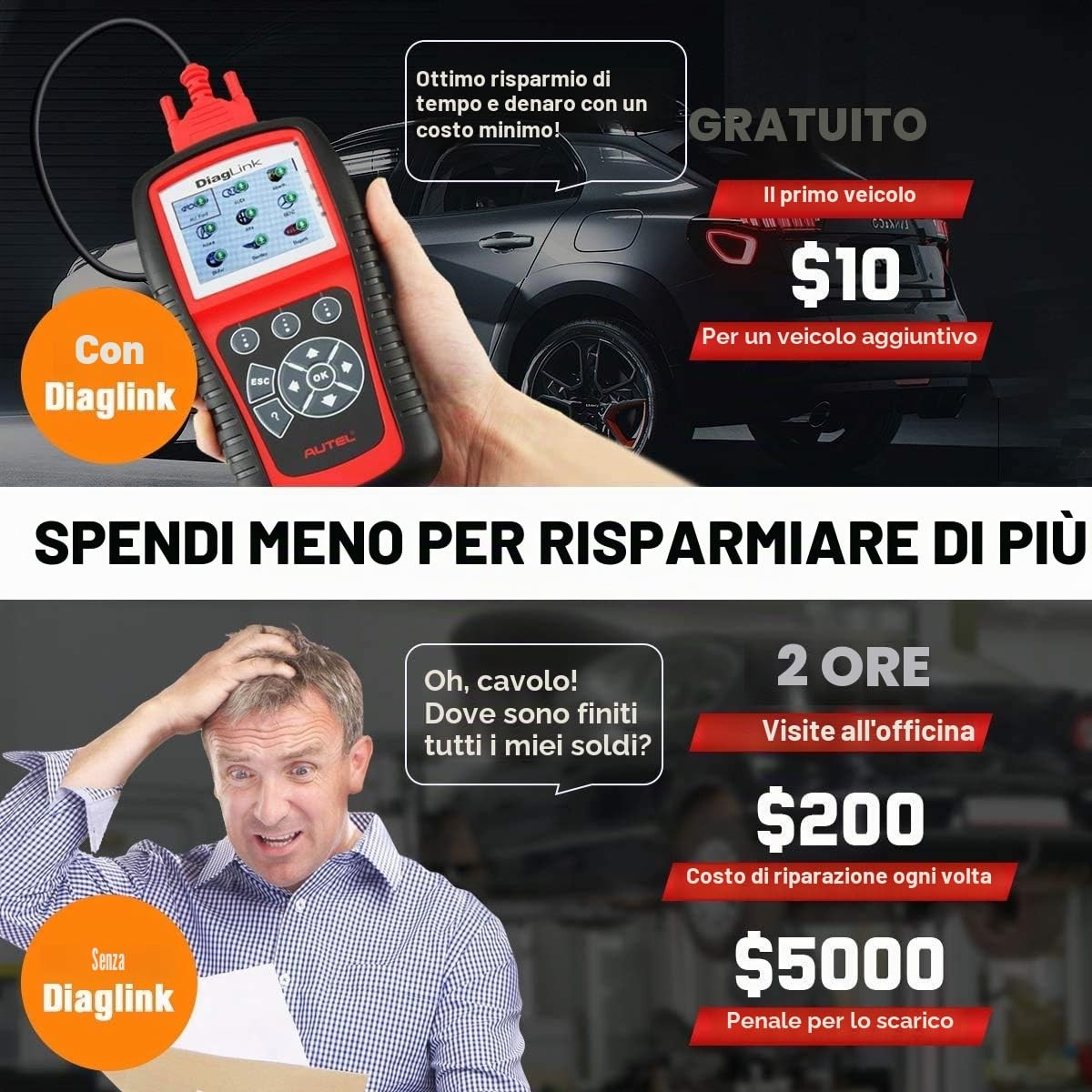 Autel - Diaglink (versione Diy Md802) Diagnosi per Auto Scanner Diagnostico di - Miniatura 3