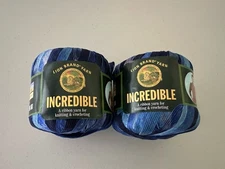 Lion Brand INCREDIBLE Vintage Ribbon Yarn #202 BLUE SHADES 50 Grams
