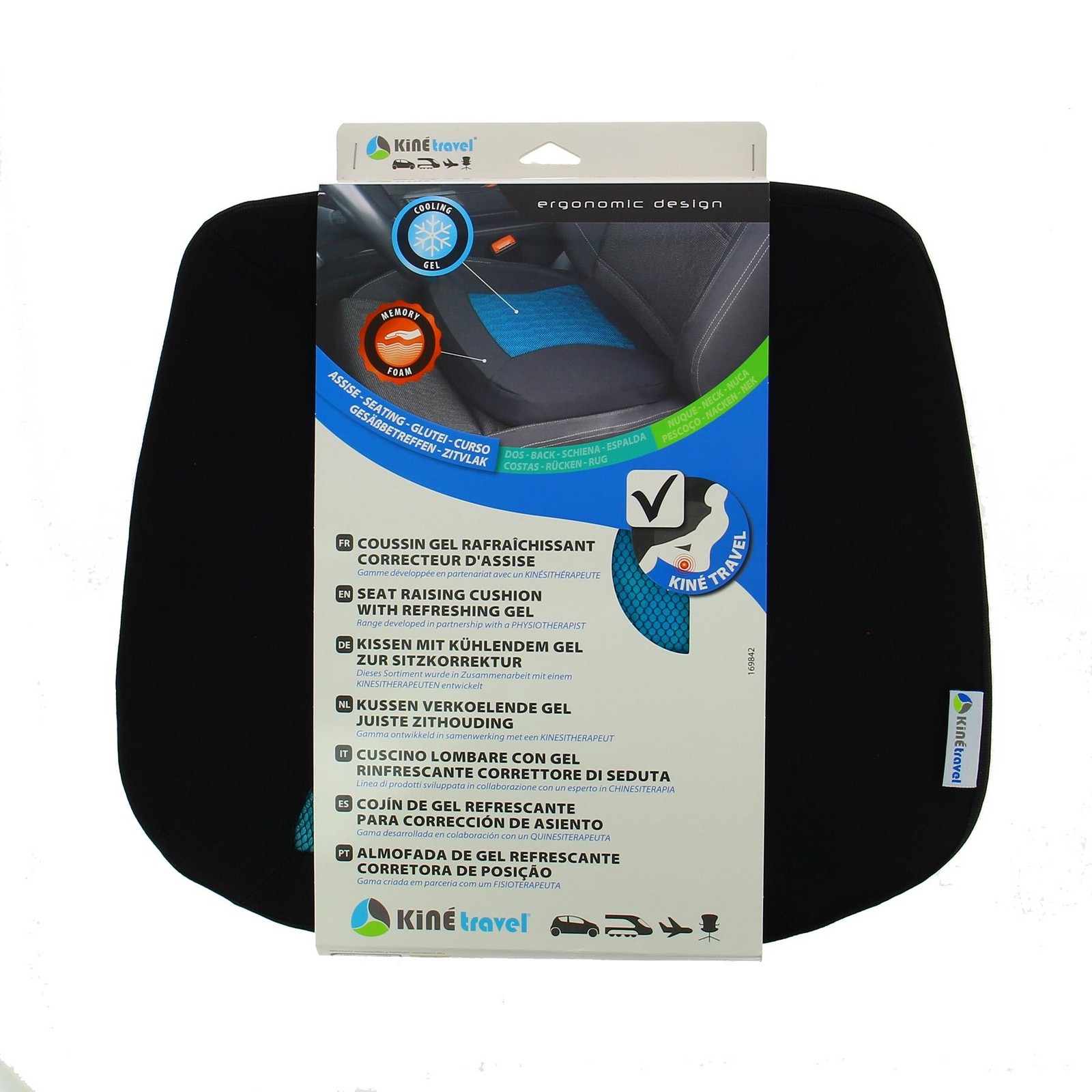 Coussin Kine Travel Assise Confort Gel pour améliorer votre posture au bureau et en voyage