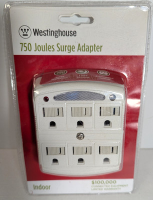 Westinghouse 6 Outlet Adapter Wall Tap with Grounded, Off White
