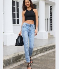 Baggy Jeans Hose Damen Boyfriend Hellblau Jewelly JP8229