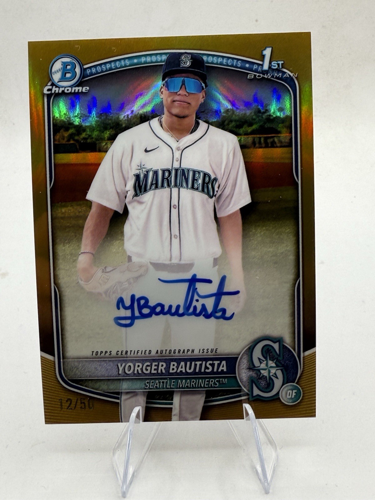 2025 Bowman Chrome Yorger Bautista Auto Gold Refractor 1st Prospect #12/50