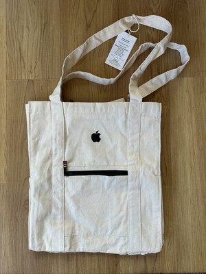 NEW Apple Employee Wellness Challenge Natural Market Canvas Tote Bag Logo Pocket