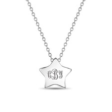 925 Sterling Silver Polished Star Necklace For Young Girls and Pre-Teens 16"