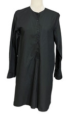 UNIQLO x LEMAIRE Shirt Dress Women M Black Minimal Long Sleeve Button Front