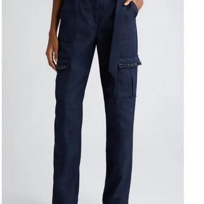 New Cinq à Sept Porsha Belted Cargo Pants   Navy Blue, Size 00
