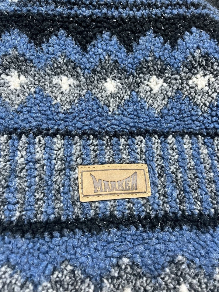 Vintage 90s Fleece Marker Aztec Striped Winter Jacket Full Zip Up Size Small - Image 2 of 4