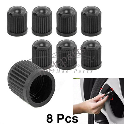 8PCS BLACK Plastic Tire Valves Air Dust Cover Stem Caps for Wheel Car SUV Bike 