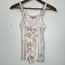 All Saints Tank Top Stretch Bow Tie Front Cotton Pink White Floral US Size 4