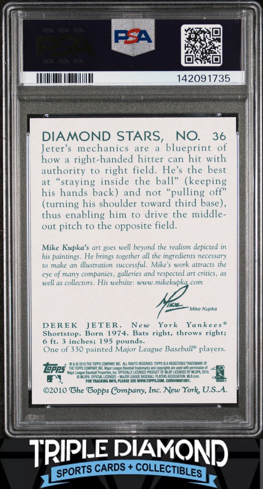 2010 Topps National Chicle #36 Derek Jeter NY Yankees PSA 10 Gem MT AE551 view 2