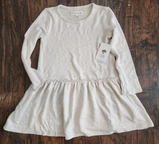Tucker + Tate Kids Girls Ruffle Long Sleeve Dress in Oatmeal Heather Size 4, NEW