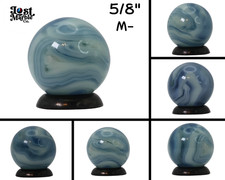 5/8" Busy Swirl Marble translucent blue base with white ribbons M-