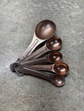Copper Clad Aluminum Measuring Spoons 1 Tbsp- 1 Tsp W/Ring Rare Vintage Kitchen