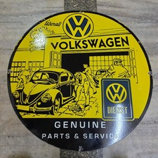 VOLKSWAGEN DIENST PORCELAIN ENAMEL SIGN 29 X 29 INCHES