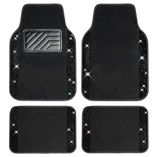 Bling Diamond Car Floor Mats, Sparkling Crystal Shining Glitter Black Diamond