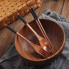 Natural Wood Chopsticks Spoon Fork Tableware Set Safe and Eco Friendly