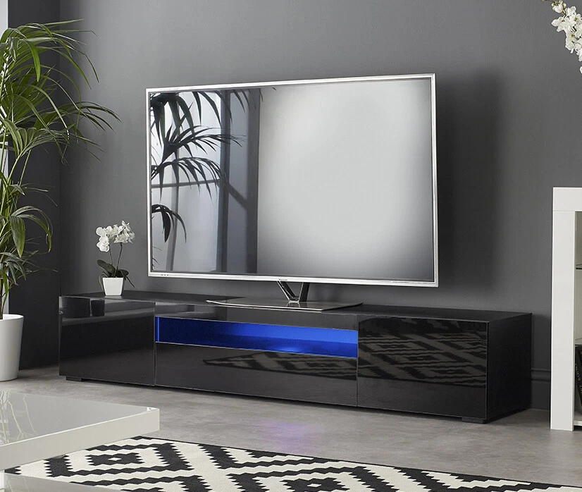 Black entertainment center cheap with led lights