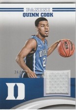 QUINN COOK 2015 DUKE COLLEGIATE JERSEY PATCH SILVER PARALLEL SERIAL #'D /99