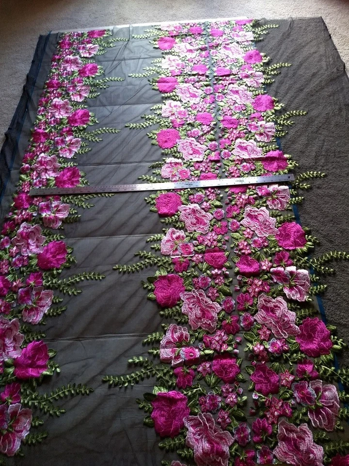 By The Yard - Embroidered Floral Mesh Lace Fabric for Wedding, Special Occasion - Image 4 of 4