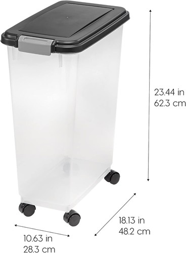 IRIS Airtight Pet Food Container For Dry Pet Food Seed 47qt/35lbs Storage-Black - Picture 3 of 7