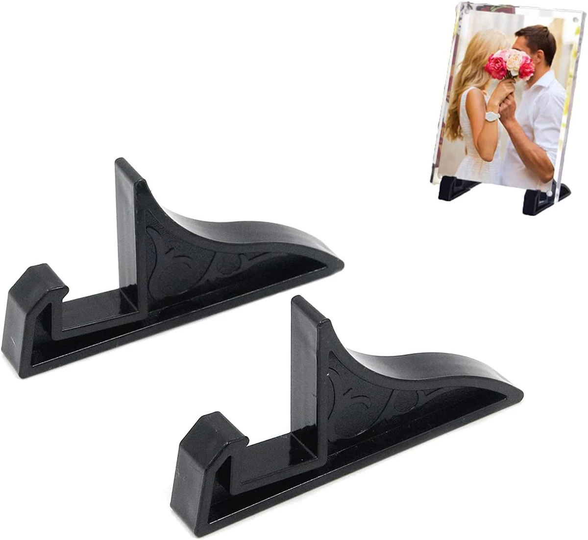 2 Pack Multifunction Plastic Display Stand Plate Holder,Small Picture Frame  Hold