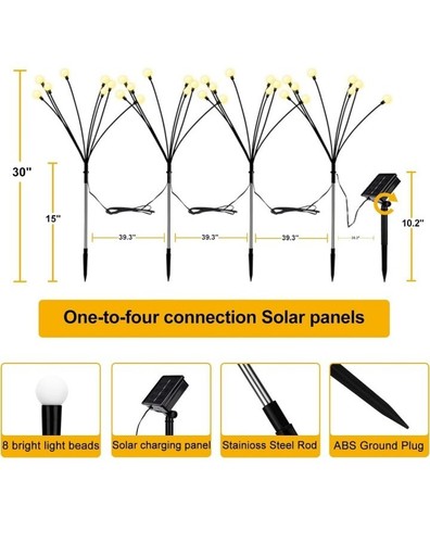 32 LED Solar Firefly Lights 4 Pack Swaying Outdoor Garden Pathway Landscape Deco - Picture 2 of 3