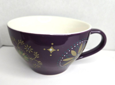 Starbucks Holiday 2006 Purple & Gold Teal Star Coffee Tea Cup Mug & Saucer Set