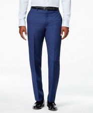  190 Calvin Klein Men's Blue Wool Extreme Slim Fit Trousers Dress Pants 38W 30L