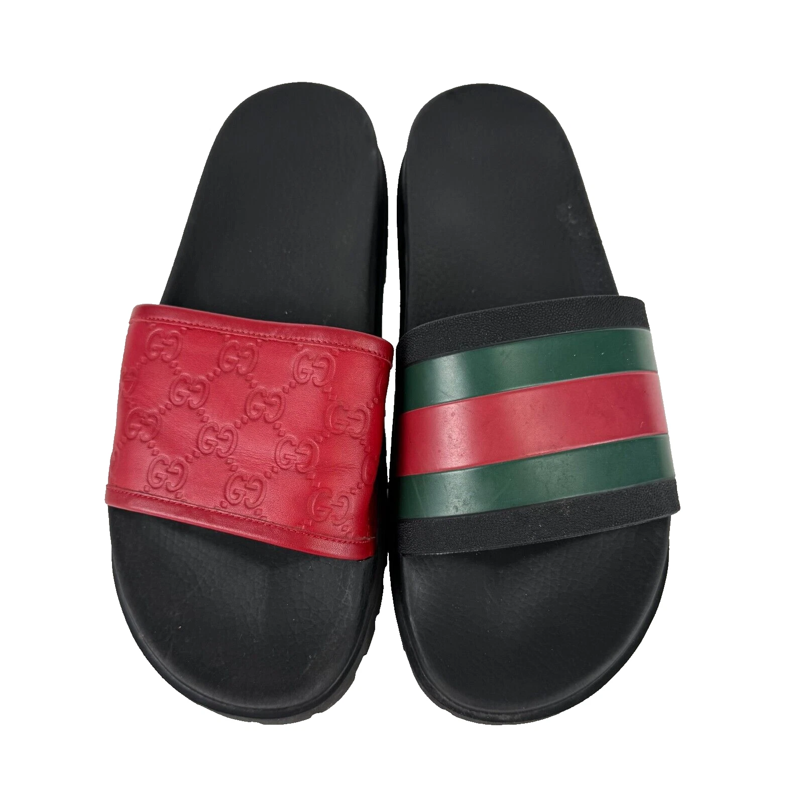 Chaussures à glissière Gucci Auth hommes Mis Match Style 10,5 US 10 UK 44 EU rouge vert noir
