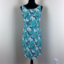 Talbots Dress Women Four Sheath Sleeveless Stretch Giraffe Career Safari Novelty