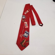 VINTAGE Bud Light Beer Men Tie One Size Red 1996 Fishing Graphic