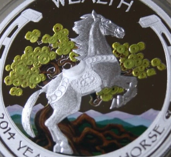 Tuvalu 2 x 1 Dollar 2014 Silber 2 oz Set F6665 Lunar Horse-Good Fortune Set - Bild 4 von 4