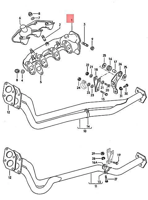 Colector de escape original Volkswagen NOS Audi 100 4000 quattro 5000 049129591G Foto 2 de 2