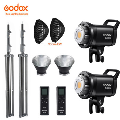 Godox SL60IIBi Video Licht 2.4G Wireless X System+95cm Gitter Softbox+Dreifaß